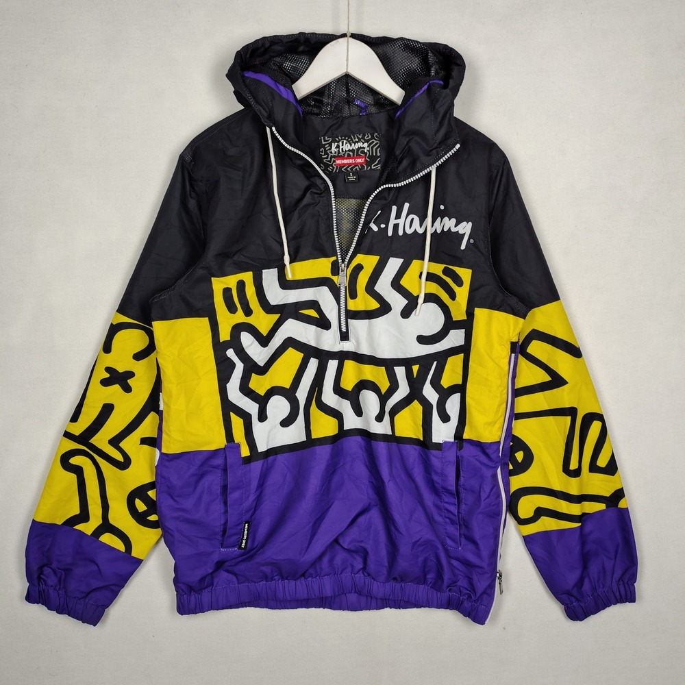 Members Only Keith Haring Windbreaker Jacket Pop Art Colorblock MH080101 Small